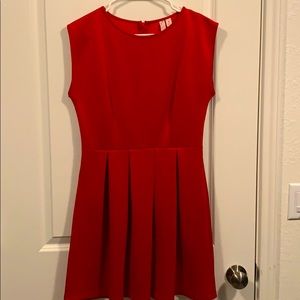 Red Pleated Skater Dress